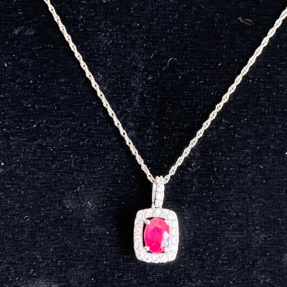 🔥GENUINE RUBY & WHITE SAPPHIRE STERLING NECKLACE - Picture 4 of 9